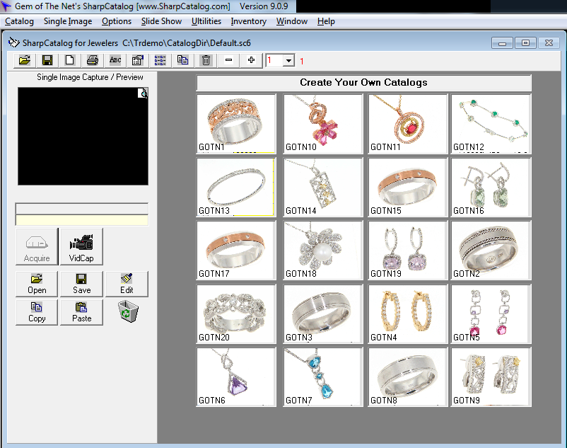 Cataloging software for jewelry